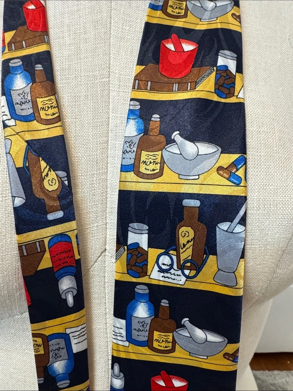 Navy Novelty pharmacy Print Men's Tie